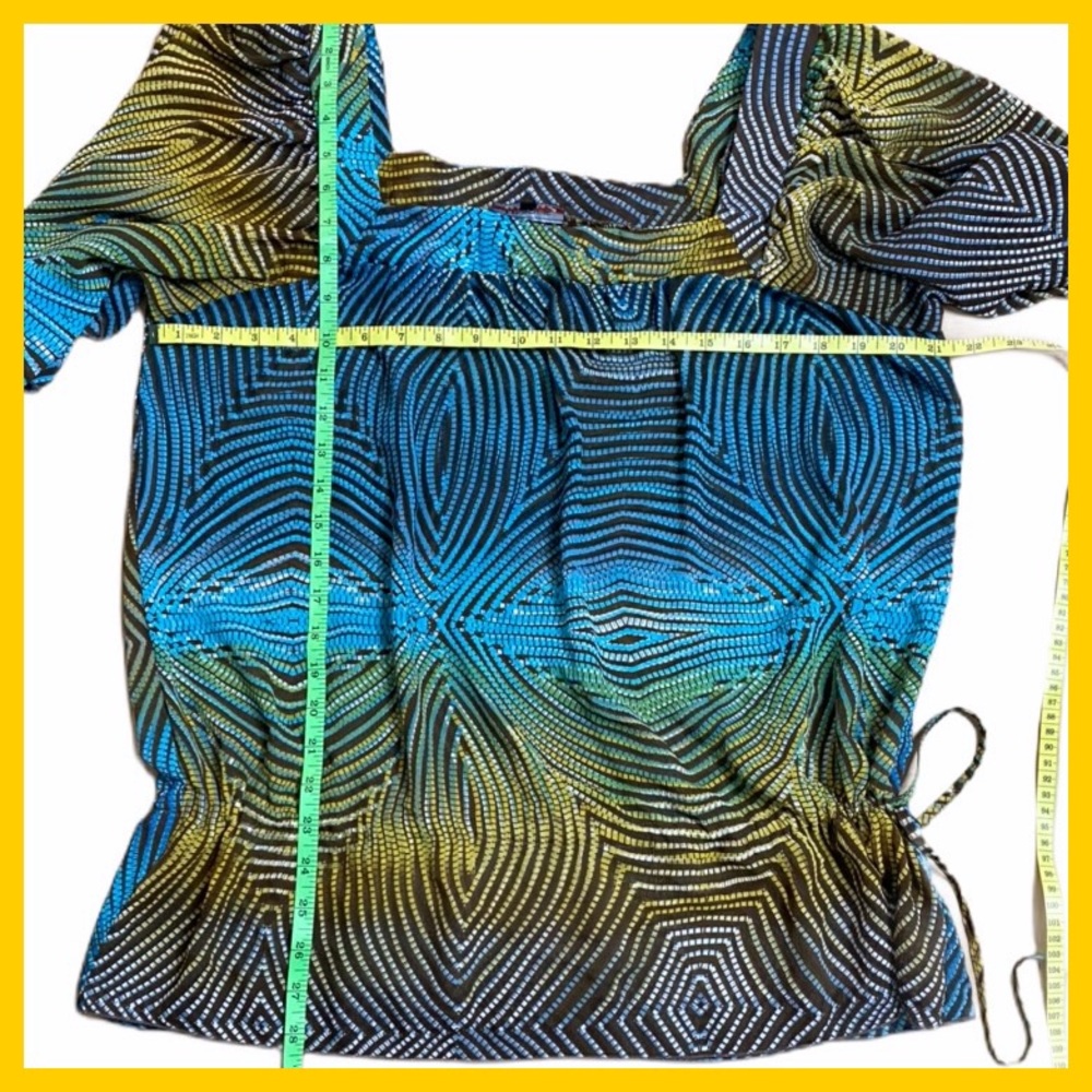 Unique Spectrum Geo Pattern Square Neck Blouse Xl - image 7